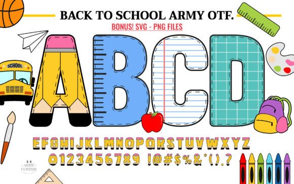 Back to School Army: A Playful Pencil Font for Small Business Branding
