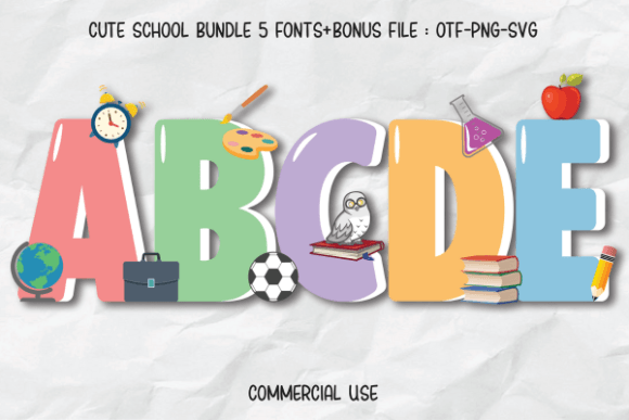 Cute School Font: A Bold Color Typeface for Small Business Branding
