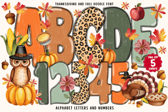 Thanksgiving and Fall Doodle Font for Web Layouts